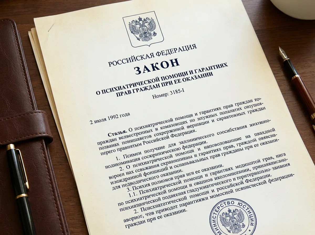 Закон РФ 3185-1 о психиатрической помощи: правовой документ с гербом Российской Федерации